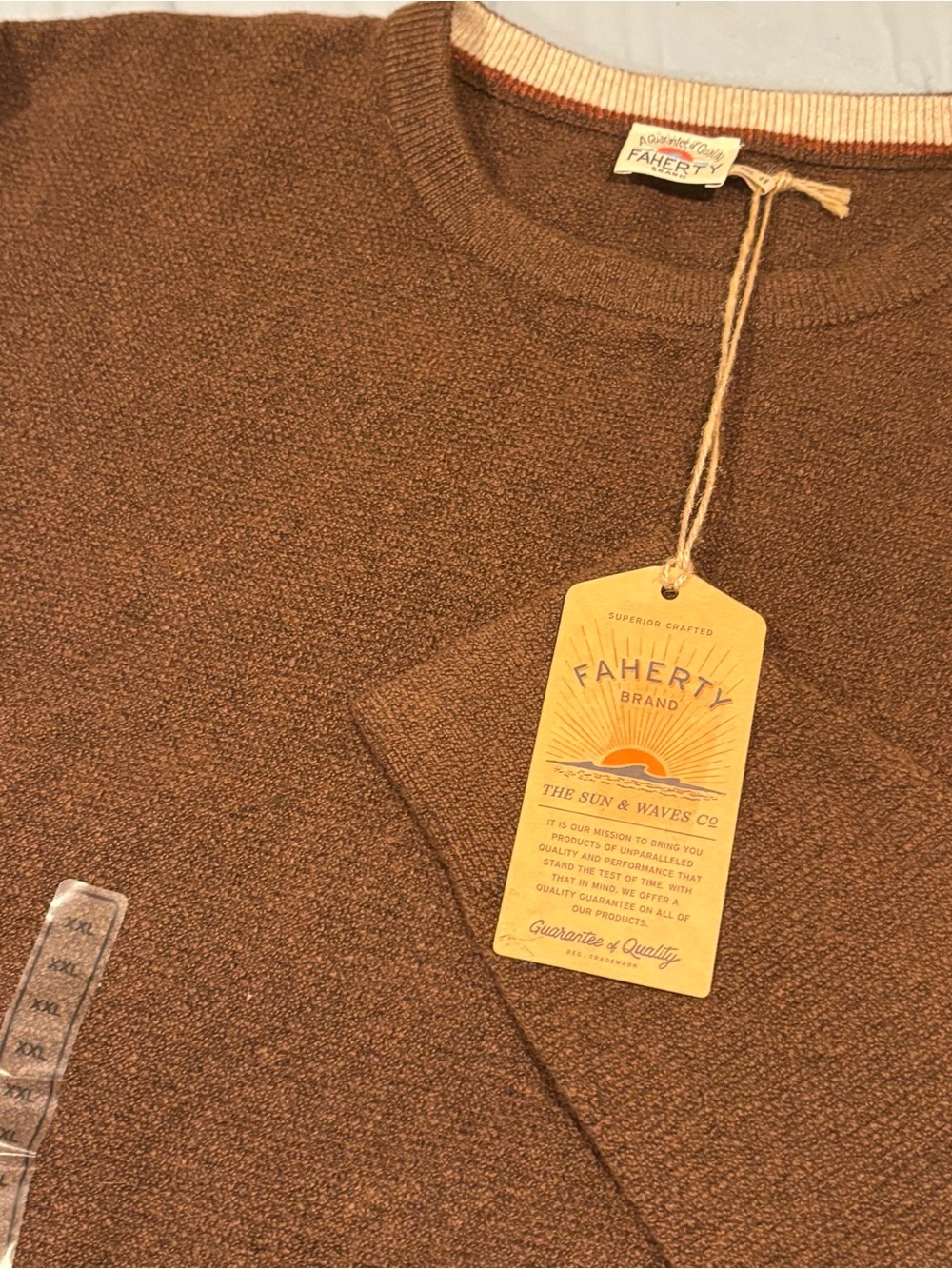 Faherty Brand Men's XXL Brown Heather Crewneck Knit Sweater Pullover